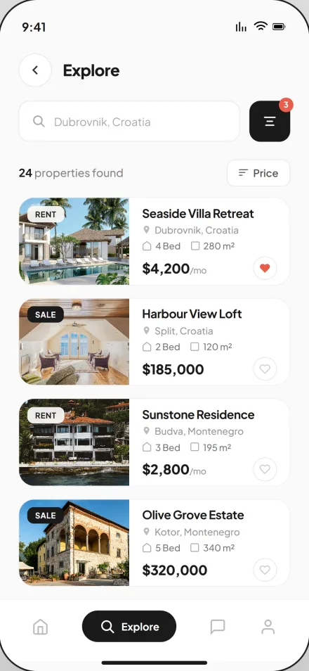 Property app house details and images view